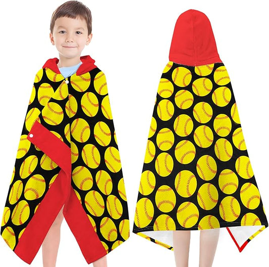 Hooded Poncho Towels for Kids - Ultra Soft 100% Cotton Softball Toddler Hood Bath Towels/Pool Terry Towel Beach Wrap Absorbent Cute Bath & Swim Wrap Gift for Boys & Girls 3-10 Years - Yellow