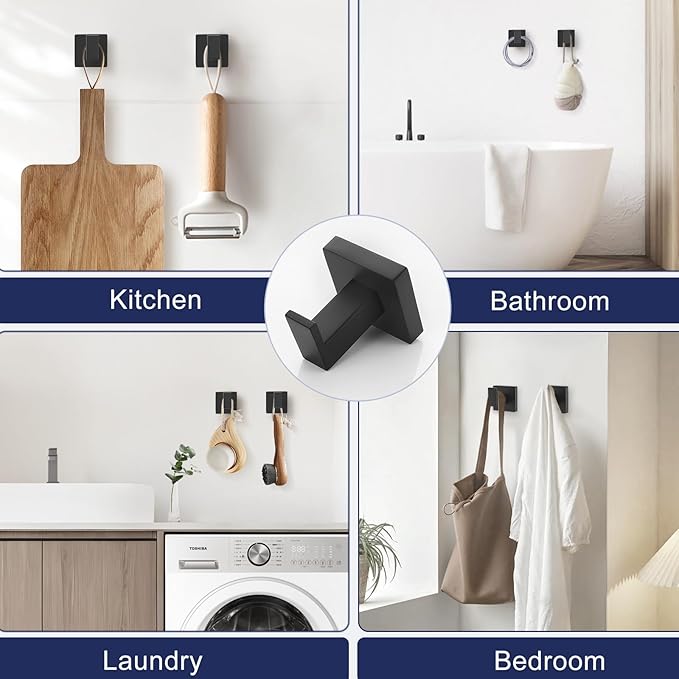 5-Piece Bathroom Hardware Set Black Bathroom Hardware Accessories Set Upgraded Toilet Paper Holder with Shelf Towel Holder Set for Bathroom Stainless Steel Wall Mounted