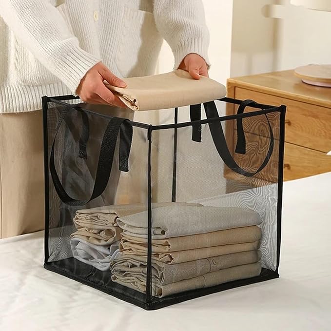 4 Pack Popup Laundry Hamper, Small Collapsible Mesh Laundry Baskets Dirty Clothes Basket with Handle Cube Storage Basket for Washing Storage,Toy Storage,Dorm and Travel(Grey,13 Inch)