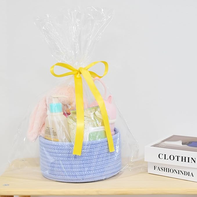 ABenkle 2 Pack Small Baskets, Cotton Rope Woven Basket, Cute Mini Tiny Storage Baskets, Decorative Boho Basket for Nursery Living Room Bedroom Shelf, Empty Gift Basket
