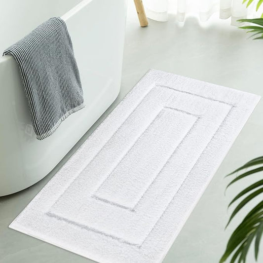 GRANNY SAYS Large Bathroom Rugs Non Slip Washable, 24" x 48", Water Absorbent Bath Mats for Bath, Thick Soft Shaggy Bath Rug, Microfiber Bathroom Floor Mat for Bath Decor, White