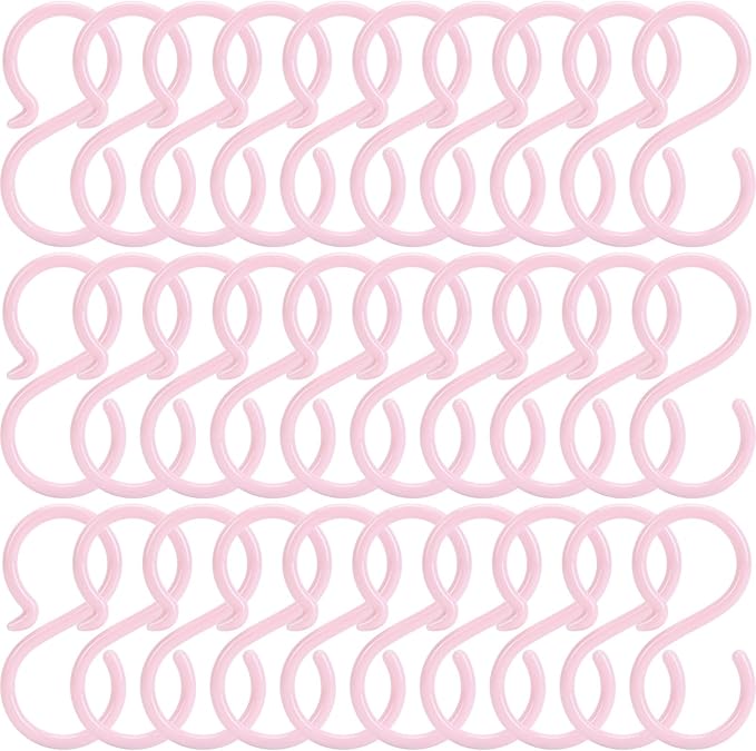 POVETIRE 30 Pack 2.5 Inch Plastics Pink S Hook for Hanging Baby Headband Hair Accessories Baby Bib NecklaceJewelry Hat Holder