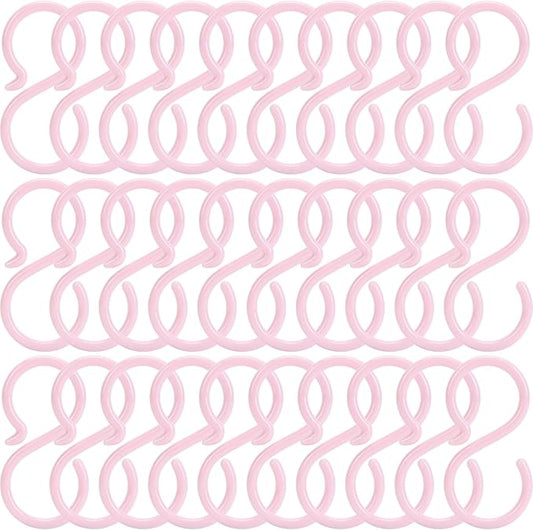 POVETIRE 30 Pack 2.5 Inch Plastics Pink S Hook for Hanging Baby Headband Hair Accessories Baby Bib NecklaceJewelry Hat Holder
