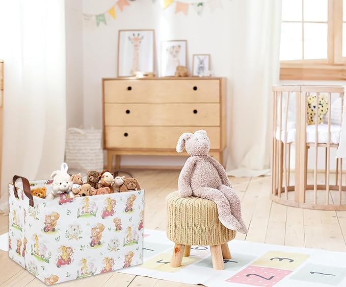 Kids Baby Storage Basket for Boy and Girls - Gift Basket Empty Book Shelf - Rectangular Animal Room Decor for Bedroom Bathroom