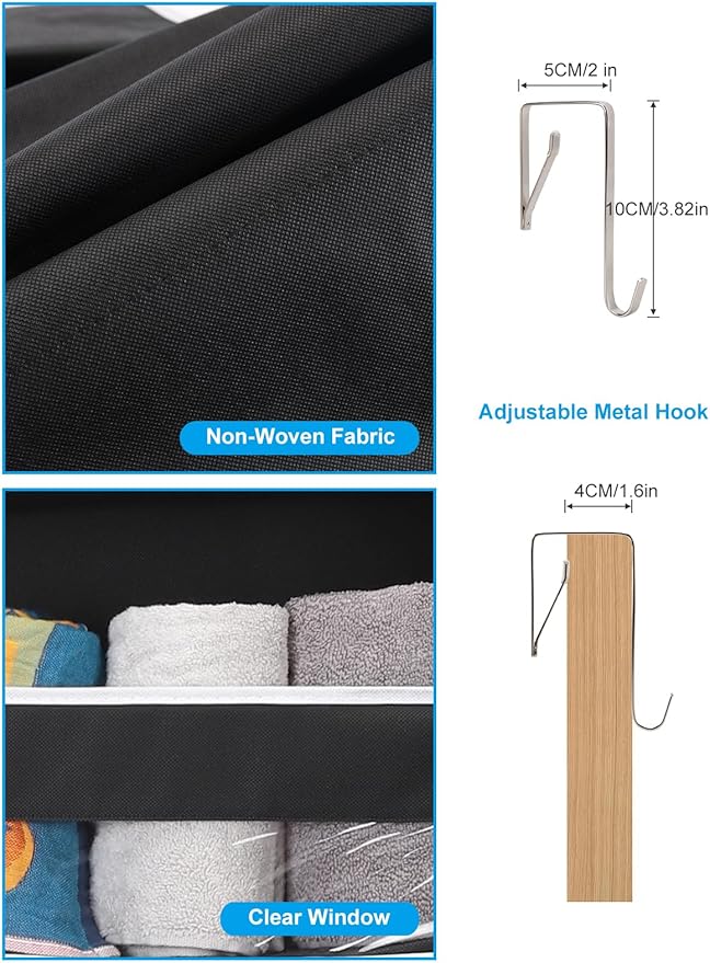 Over the Door Storage Hanging, 6 Tier Behind Door Organizer for Bedroom Nursery Closet to Store Diapers/Toys/Shoes/Sundries/Stuffed Animals/Bags, 1 Pack, Black