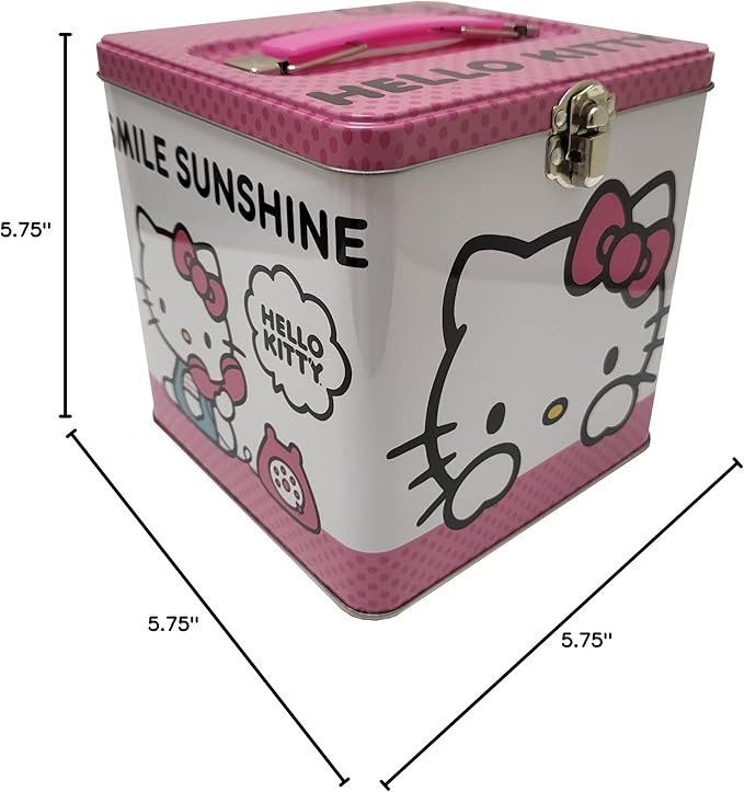 The Tin Box Company XL Storage Tin with Handle, Hello Kitty