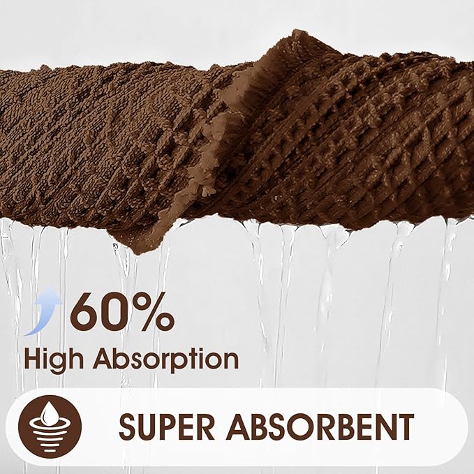 Accumtek Extra Large Waffle Bath Mat, 6'x2' Brown, Super Absorbent Non-Slip Quick Dry Bathroom Rugs with Tassels, Machine Washable Ultra Soft Boho Bath Rugs for Floor, Toilet Mats Boho Farmhouse Decor