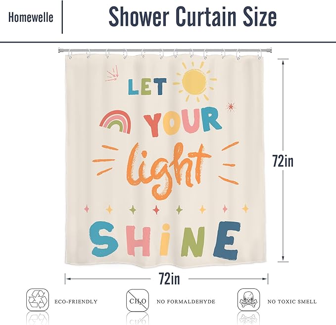 Homewelle 4 PCS Christian Bible Verse Shower Curtain Abstract Boho Inspirational Quotes Scripture 72Wx72H Inch Funny Fabric Decor Bathroom Rug Set Bath Mats Nonslip Washroom Decor Shower Accessories
