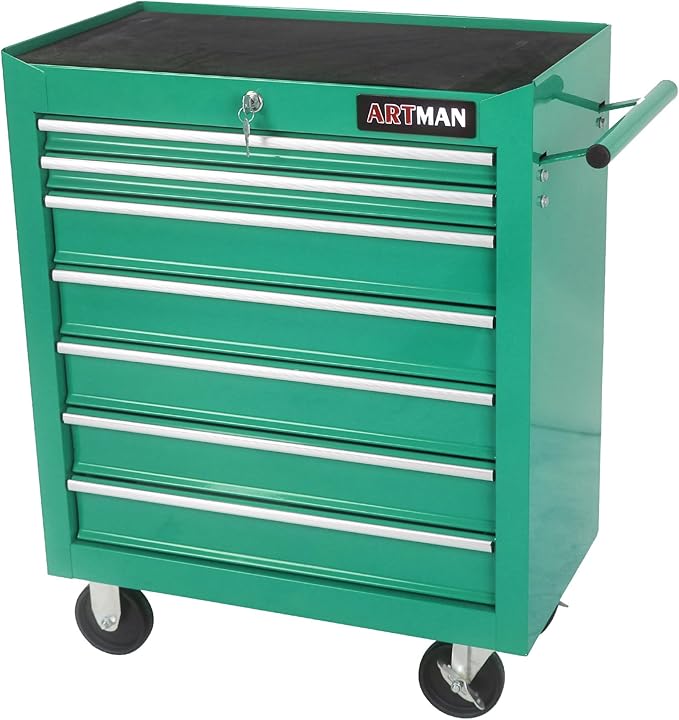 7 Drawers Rolling Tool Chest Cart ,24.2*12.9*29.9"Tool Storage Cabinet With 4 Wheels.Portable Tool Cabinet Trolley With Locking System and Drawer Liners.Tool Storage Cart for Garage,Workshop