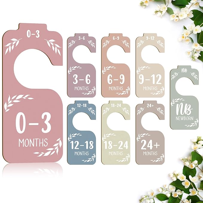 Wooden Baby Closet Dividers for Baby Clothes Organizer,Colorful Baby Closet Organizer For Nursery Decor,Baby Clothes Dividers For Closet Size Hangers for New Mom Dad Parents