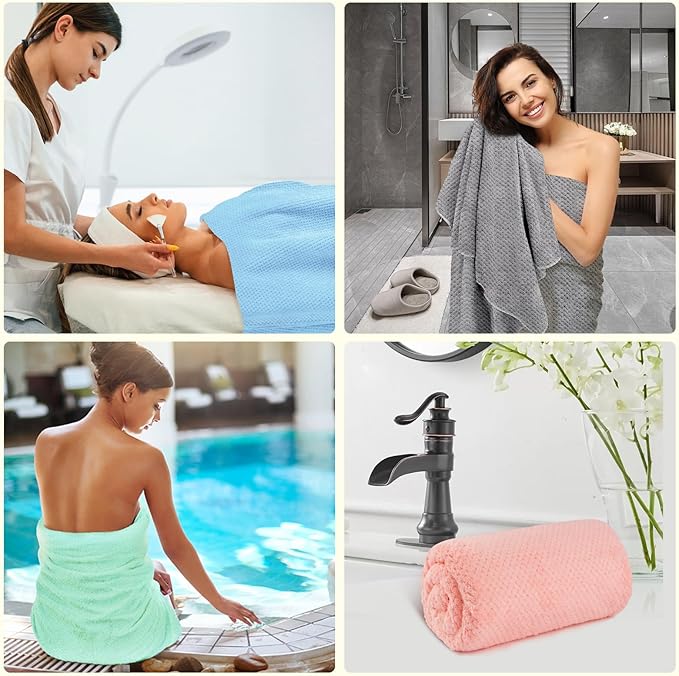 HOMEXCEL 6 Pack Bath Towel Set, (24 x 48 Inches) Microfiber Ultra Soft Highly Absorbent Bath Towels, Lightweight and Quick Drying Towels for Hotel, Bathroom, Spa and Beauty Parlor, Multicolor