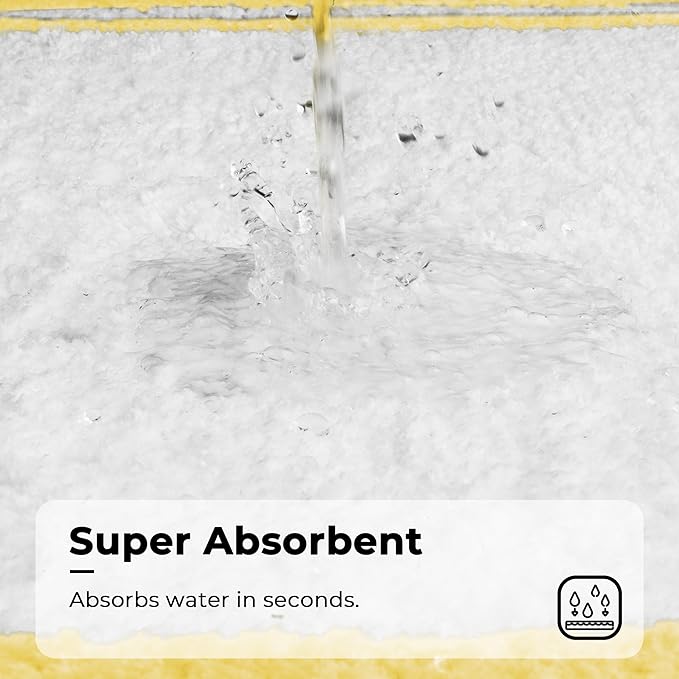 GRANNY SAYS Microfiber Bathroom Rugs Non Slip Washable, Water Absorbent Bathroom Mats for Tub Non Slip, Soft Bath Mats for Floor & Shower, Bath Rug, 16" x 24", Black Bath Rug, Yellow