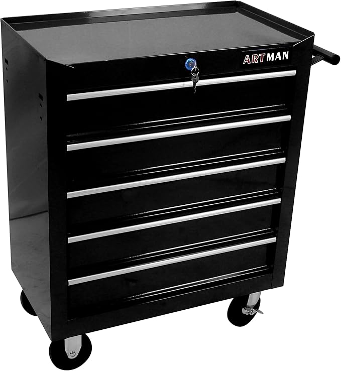 5 Drawers Rolling Tool Chest Cart ,24.2*12.9*29.9"Tool Storage Cabinet With 4 Wheels.Portable Tool Cabinet Trolley With Locking System and Drawer Liners.Tool Storage Cart for Garage,Workshop