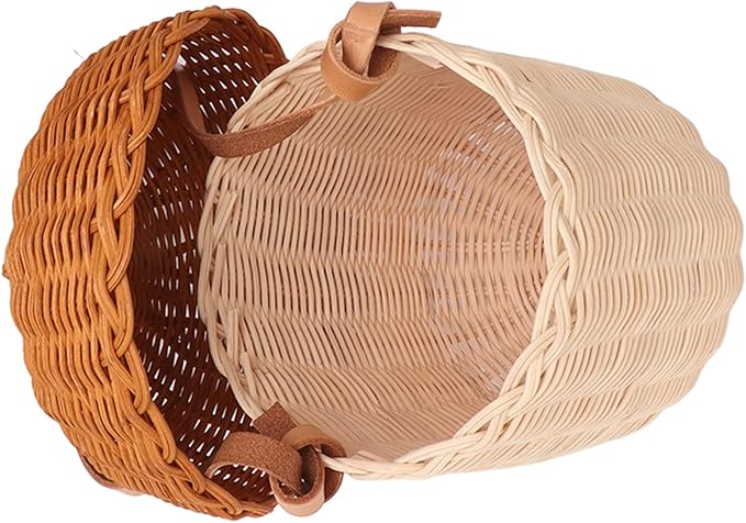 Kids Rattan Storage Basket, Multifunctional Acorn Shaped Waterproof Rattan Basket Bag Decorative for Outdoor for Girls (Large Handbag)