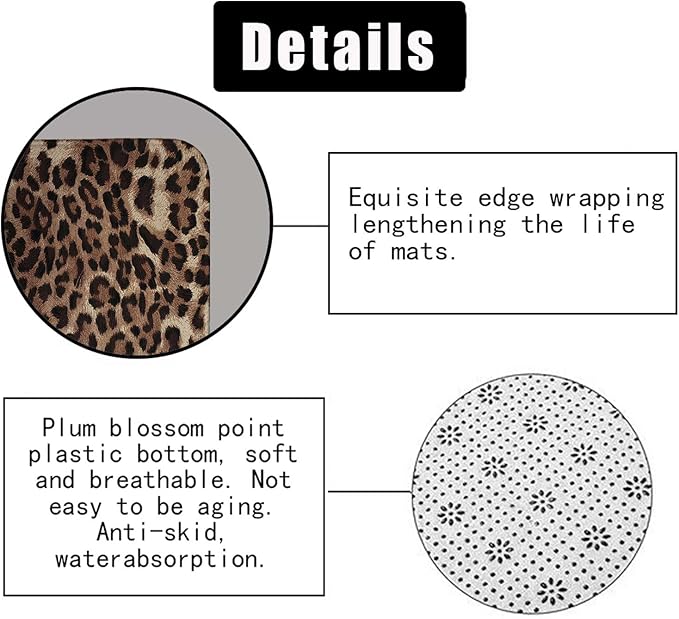 4PCS Black Brown Leopard Print Shower Curtain Sets With Rugs, Waterproof Fabric Shower Curtain, African Wildlife Wild Animal Safari Skin Powerful Cheetah Cat Panthera Fur Modern Bathroom Decor