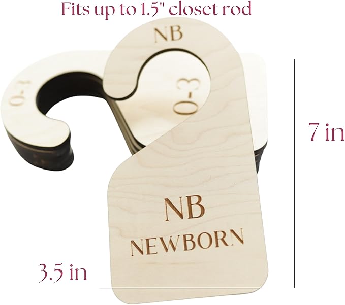 Modern Double-Sided Baby and Toddler Closet Dividers, Nursery Closet Organizers – Set of 7 Durable Child Closet Size Dividers Decor