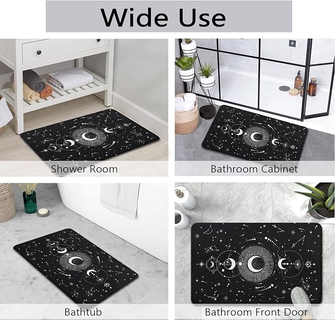Goth Imitation Cashmere Bathroom Mat Rug-Rubber Non-Slip Absorbent Soft Bathroom Rug for Tub Shower Sink (17" W x 27" L)