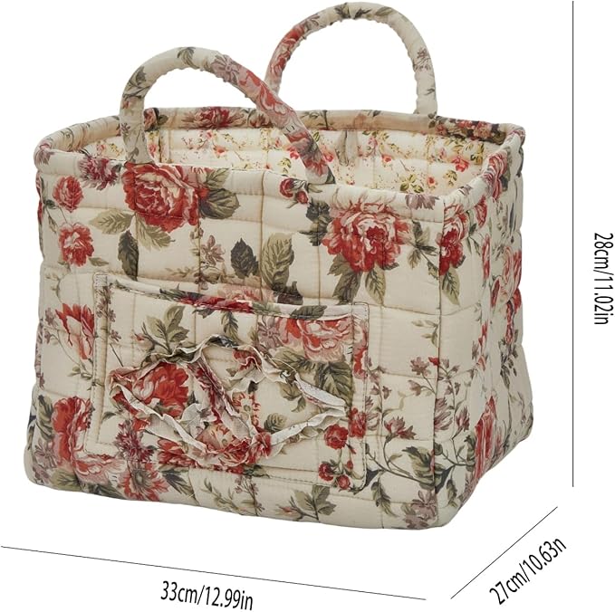 Boho Fabric Storage Basket, Large Capacity Laundry Basket, 12.2'' x 10.23'' x 10.23'' Collapsible Laundry Hamper with Easy Carry Handles (C Multi-Color 8, L)