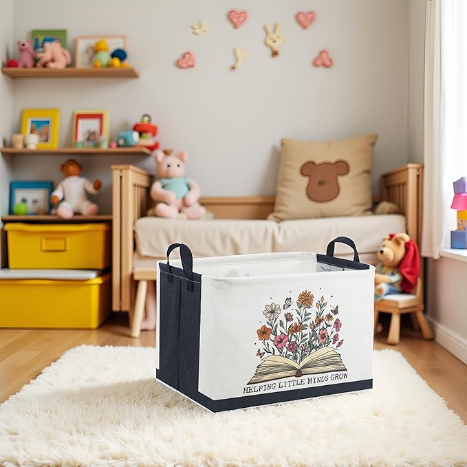 HIYAGON Rectangular Book Basket Kids Storage Basket Empty Baby Girl Basket Bin Organizer Box Room Decor(Books)