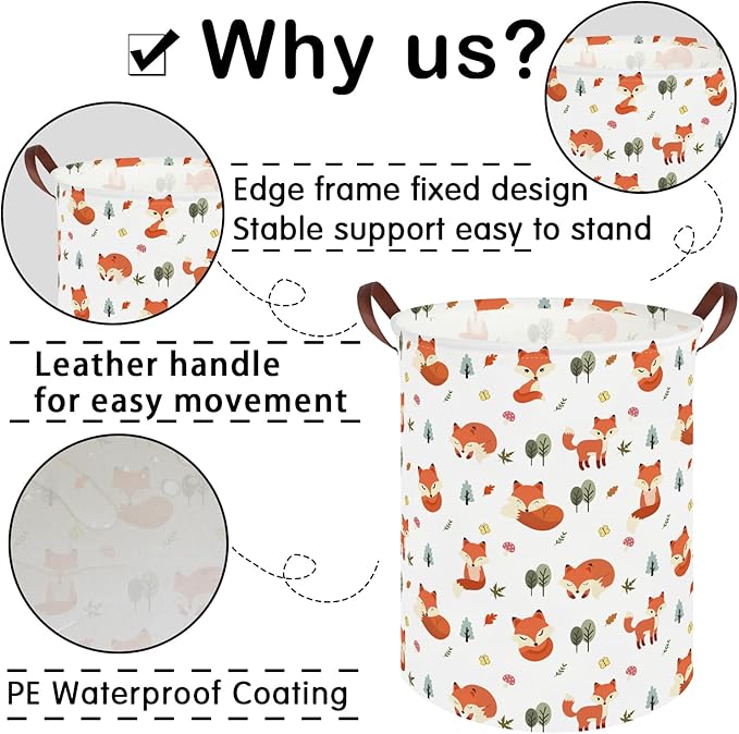 Fox hamper,Waterproof foldable kids laundry basket,Toy basket,Clothes Organizer Baskets,baby Laundry Hamper,Room Decor(Fox)