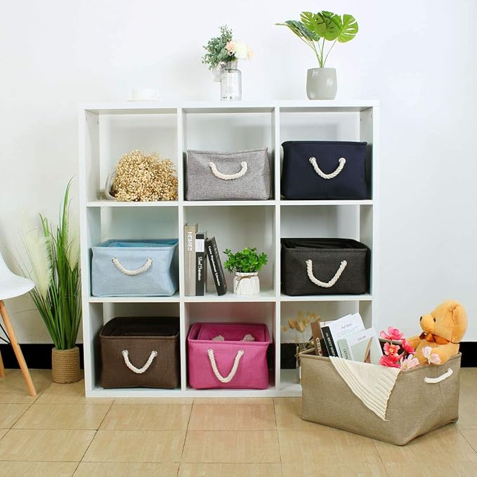 uxcell Fabric Storage Basket with Dual Handles Collapsible Storage Bins for Laundry Clothes Storage Home Organizer for Bedroom Office Closet, Gray Large