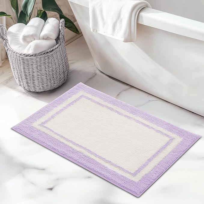 GRANNY SAYS Microfiber Bathroom Rugs Non Slip Washable, Water Absorbent Bathroom Mats for Tub Non Slip, Soft Bath Mats for Floor & Shower, Long Bath Rug 36" x 24", Purple