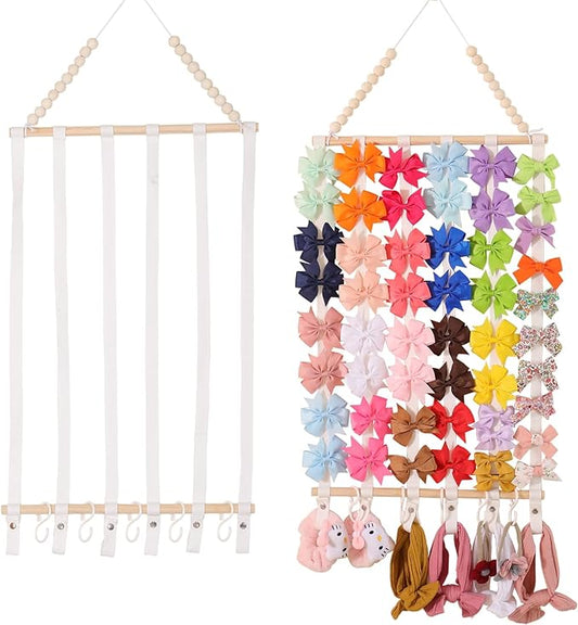 YOcity Bow Organizer for Girls Hair Bows Baby Headband Holder for Women Hair Headband Organizer for Girls Hair Bows Display Hair Bow Hanging for Nursery Room (White)
