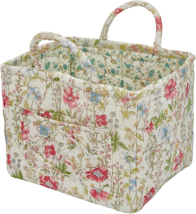 Boho Fabric Storage Basket, Large Capacity Laundry Basket, 12.2'' x 10.23'' x 10.23'' Collapsible Laundry Hamper with Easy Carry Handles (D Multi-Color 1, L)