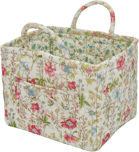 Boho Fabric Storage Basket, Large Capacity Laundry Basket, 12.2'' x 10.23'' x 10.23'' Collapsible Laundry Hamper with Easy Carry Handles (D Multi-Color 1, L)