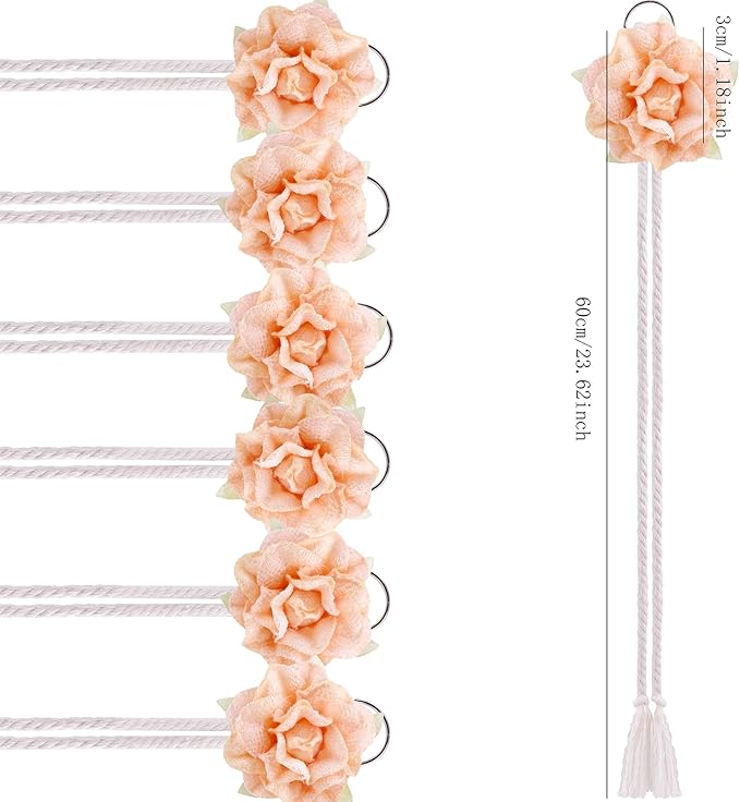cherrboll Flower Hair Bow Organizer for Baby Girls, 6PCS Floral Hair Clips Holder Headband Hair Accessories Wall Hanging Organizers Storage for Toddler Room Nursery Decor