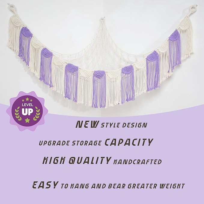 Stuffed Animal Hammock Corner Hanging Net for Stuff Animal Storage Toy Organizer for Kid's Room Stuffed Animal Toy Hammock Plush Toy Holder
