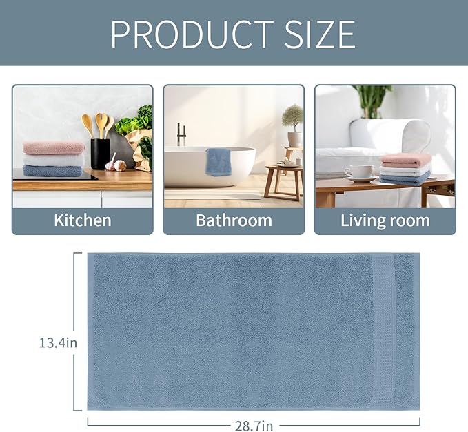 3 Pack 100% Cotton Wash Cloth, 13x29 Inch Highly Absorbent and Soft Feel Fingertip Towels, Machine Washable Washcloths for Bathroom, Gym, Hotel, Spa and Kitchen, 3 Colors
