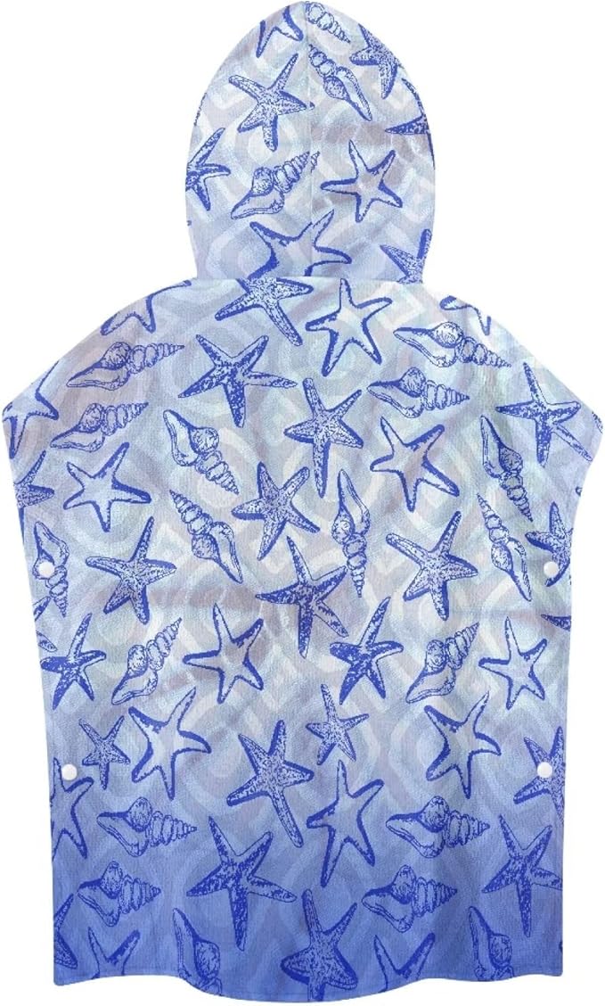 Hooded Kids Bath Towel Starfish Ultra Soft Towel Highly Absorbent Bathroom Beach Swim Supplies Toddlers Shower Decorations for Boys Girls