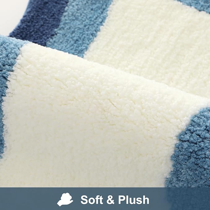 HAOCOO Blue Bathroom Rug, 20x31 inch, Extra Soft Non Slip Microfiber Absorbent Washable Shower Rug Doormat Carpet for Floor Tub Shower