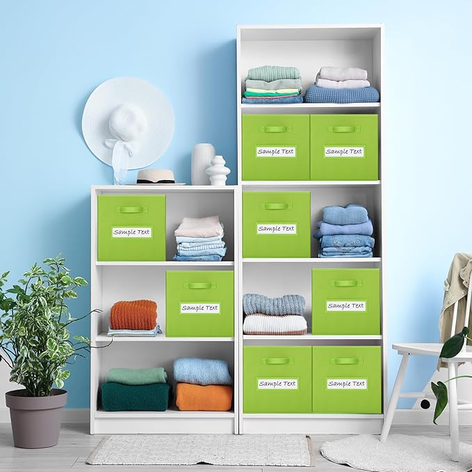 artsdi Fabric storage cubes (8 Pack) 11 Inch Cube Storage Bin, cube organizer bins with 8 Labels Window Cards & a Pen, Foldable cube organizer bins and Storage Box, lime green