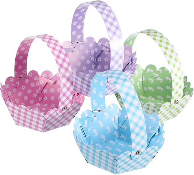 12pcs Easter Basket Eggs and Adorable Bunny Designs for Easter Hunts and Festive Decoration