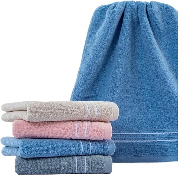 Solid Color Cotton Towel Set 3 Pack, Soft Absorbent Oversized Face Towels, 33x72cm for Home(Pink)