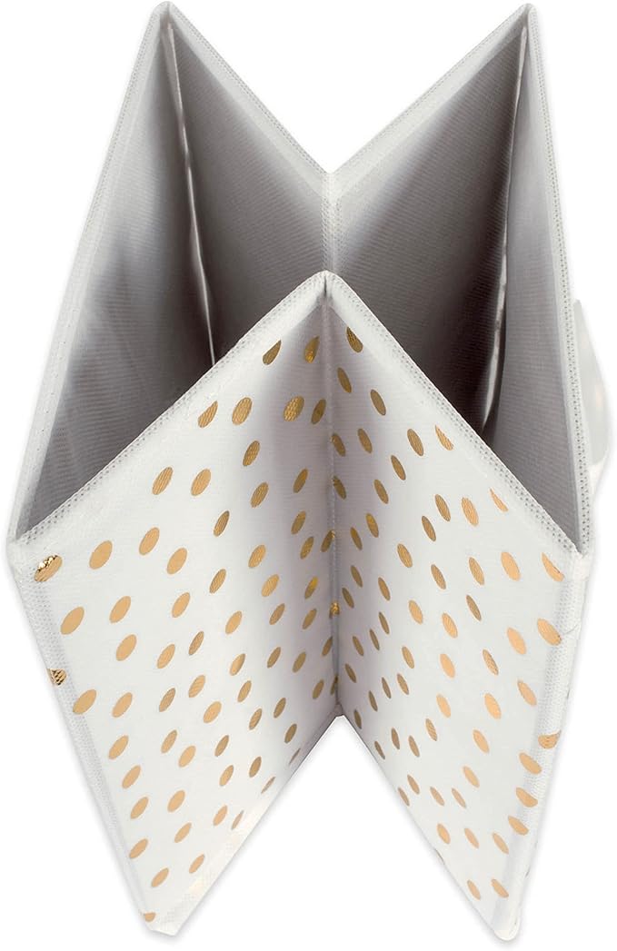 DII Non Woven Polyester Storage Bin, Polka Dot, White & Gold, Small Set of 4