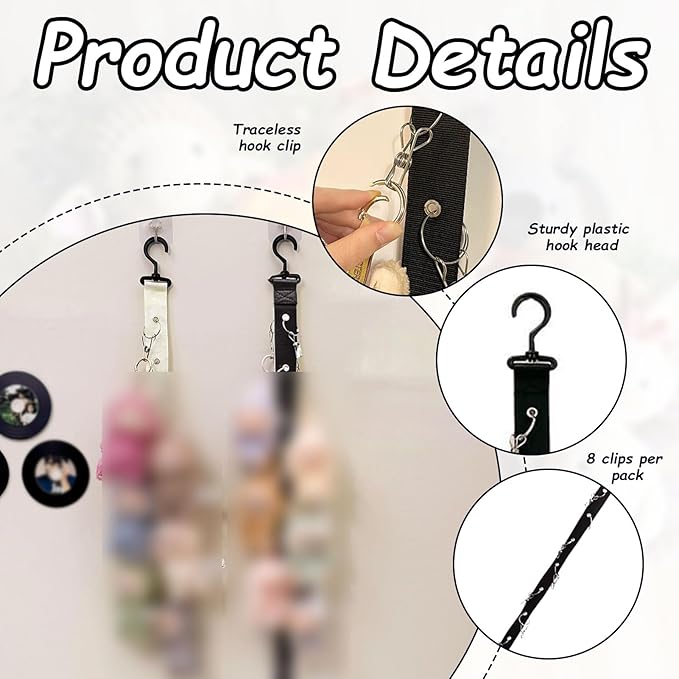 2 Pcs Plush Toy Display,Hanging Display,Organizer,Display 17cm Doll ,Holder Display With Chain,Doll Organizer,Toy Straps For Wall Decor Or Corner Nursery Playroom Holds 10 Plush Toys With ten hooks