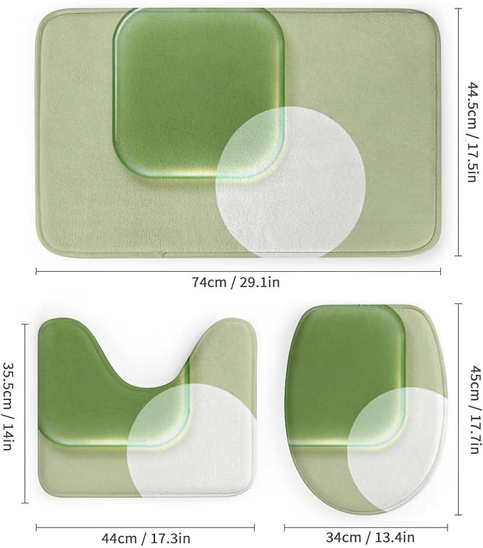 4 Piece Bathroom Rug Set with Shower Curtain, Non-Slip Bath Mat Toilet Cover Set, Geometric Fluidity Bathroom Rug Sets