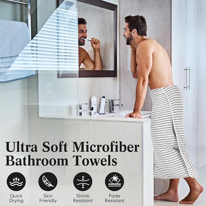 4 Pieces Extra Large Black and White Striped Bath Towels Set 35 x 70 in Coral Fleece Oversized Bathroom Pool Towel Highly Absorbent Soft Quick Dry Shower Bath Sheets for Hotel Spa Pool