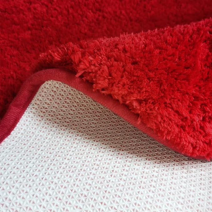 2 Piece Bathroom Rugs and Mats Sets, Soft Bath Mats for Bathroom with Non-Slip Backing, Machine Washable Microfiber Absorbent Bath Rugs (16''x24'' Plus 20''x32'',Red)...