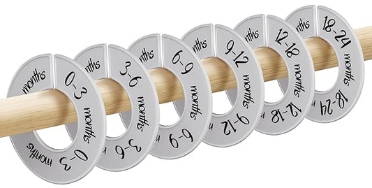 Pro Goleem Baby Closet Dividers Gray Baby Closet Organizer for Nursery Baby Clothes Size Age Dividers Fits 1.5" Rod 6 PCS