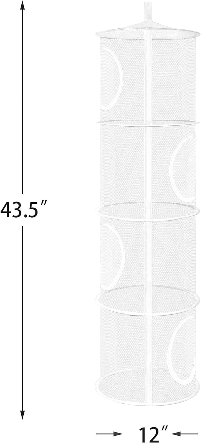3Pcs Stuffed Animal Storage Foldable Stuffed Animal Net or Hammock Organizer, 4 Compartments Hanging Toy Storage Organizer, Toy Organizer for Kid Room Toys, Gloves, Hats, Socks(White)