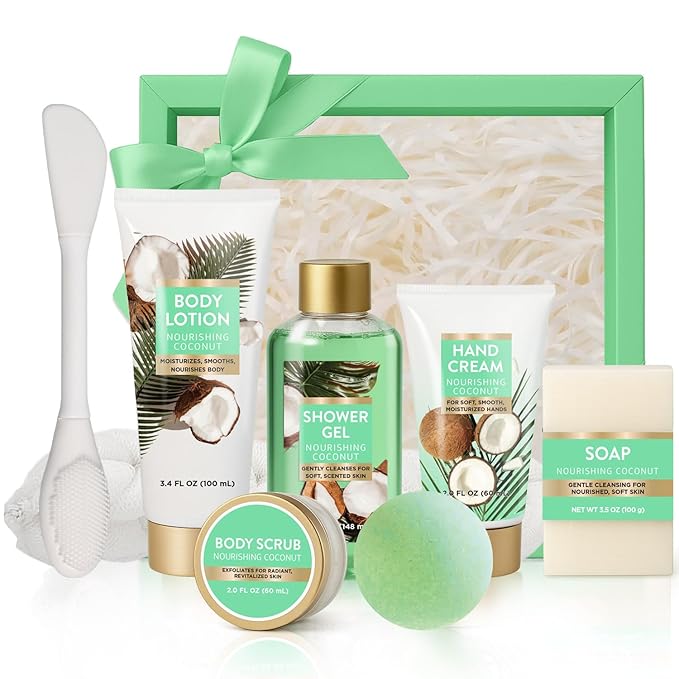 Spa Luxetique Gifts for Women 8pcs Bath and Body Works Gift Set for Women Tropical Coconut Spa Gift for Womens Birthday Gift for Womens Daughter Mom Wife Girlfriend Valentines Day Gifts for Her