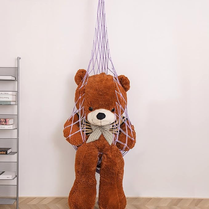 Novel Stuffed animal Net or Hammock Macrame Plush Toy Display- One Hook Only! Convenient for Corners, Walls and Ceiling Hanging Net, stuff animal storage for kid room Bedroom Playroom-Purple