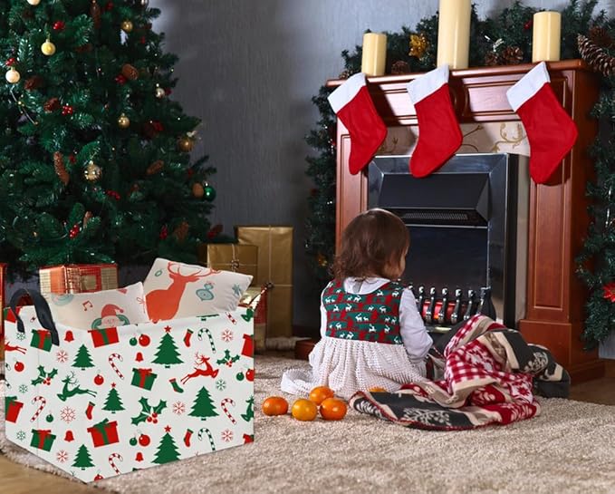 Rectangular Christmas Basket Tree Cute Christmas Gift Baskets for Families Baby Storage Bin Kids Toy Storage Bin Organizer Box Christmas Room Decor for Christmas Parties(Christmas Tree)