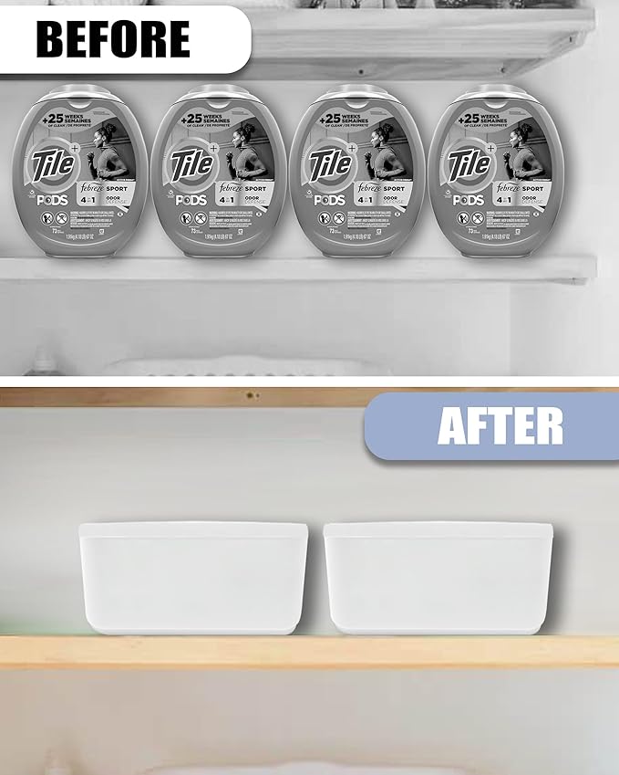 Skywin Large Laundry Pods Container with Slide Lid, 2 Pack Laundry Pod Holder 15 x 8.7 x 4.5 In, Holds 11 lbs OR 120-150 Pods (White)