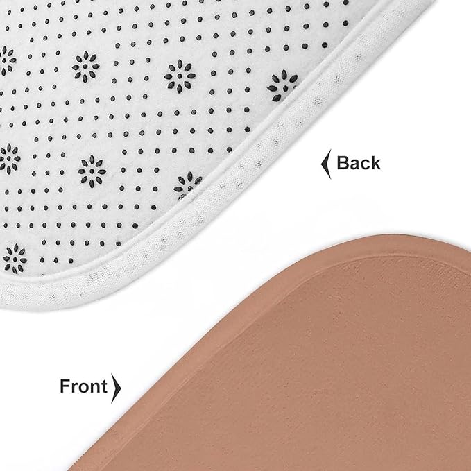 3 Pieces Bath Rug Sets, Terracotta Trend Color Bathroom Mat Set Non Slip U Shaped Contour Rug & Toilet Lid Cover