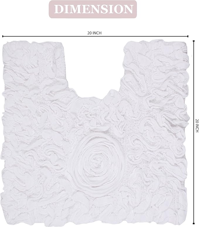 Home Weavers Bell Flower Collection 100% Cotton Tufted Bath Rugs, Extra Soft and Absorbent Bath Rugs, Non-Slip Bath Mats, Machine Washable, Bath Mats for Bathroom Floor and Tub, 20"x20" Contour, White
